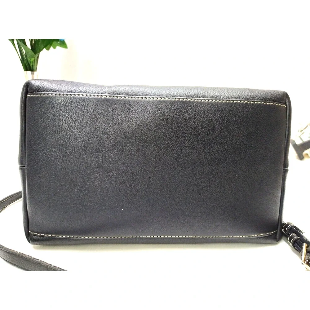 Dooney & Bourke Black Pebbled Leather Double Handles Zipper Satchel Bag